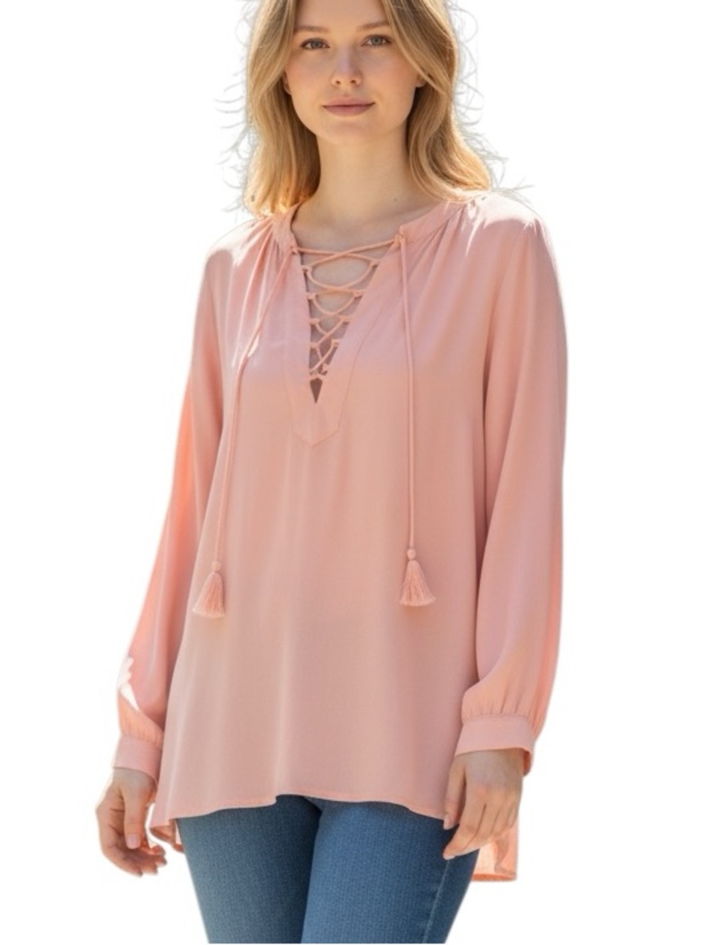MADEWELL: Oversized Lace-Up Peasant Blouse - Size XS